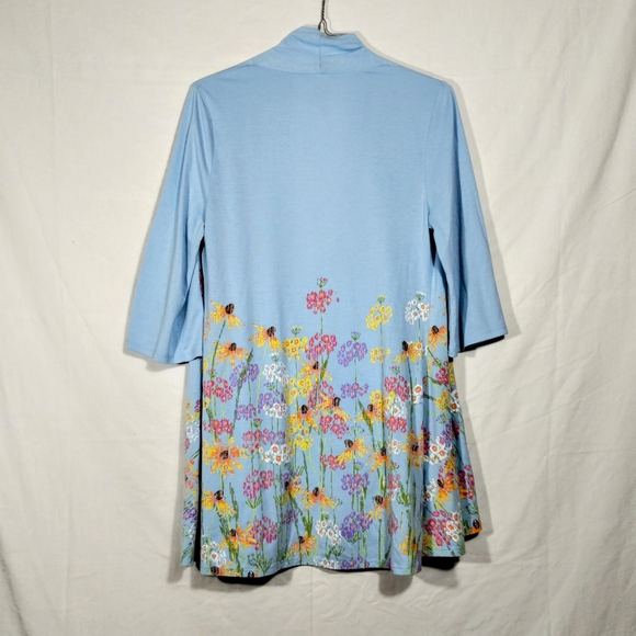 A Walk In The Park Blue Floral Open Front Kimono Cardigan Coastal Grandma Spring - Picture 6 of 9